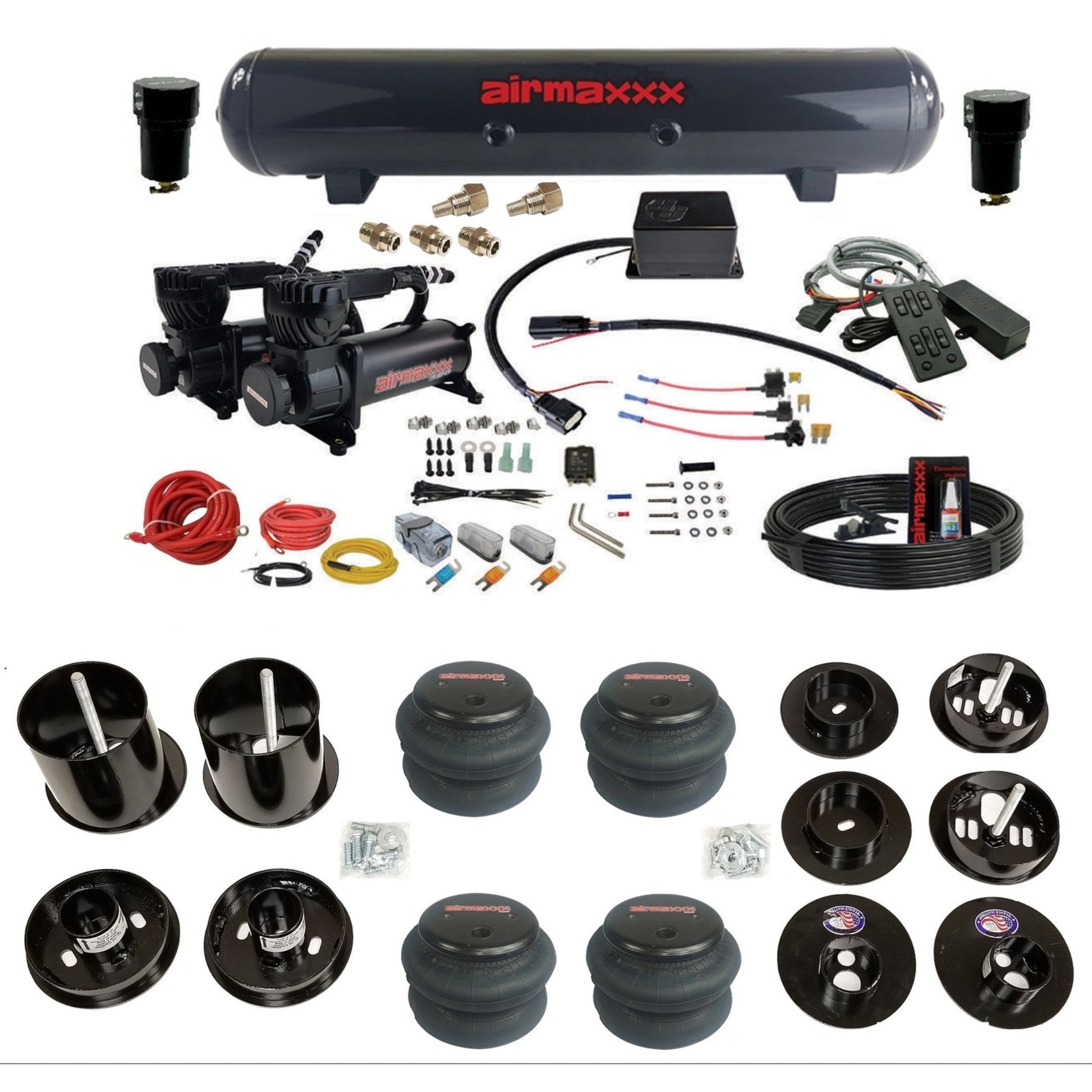 slam sv8c black 580 compressors steel tank 2600 bags air suspension kit for 1965-70 cadillac eldorado KCAD65-580B2-57S-SV8CMC1-WK-HF