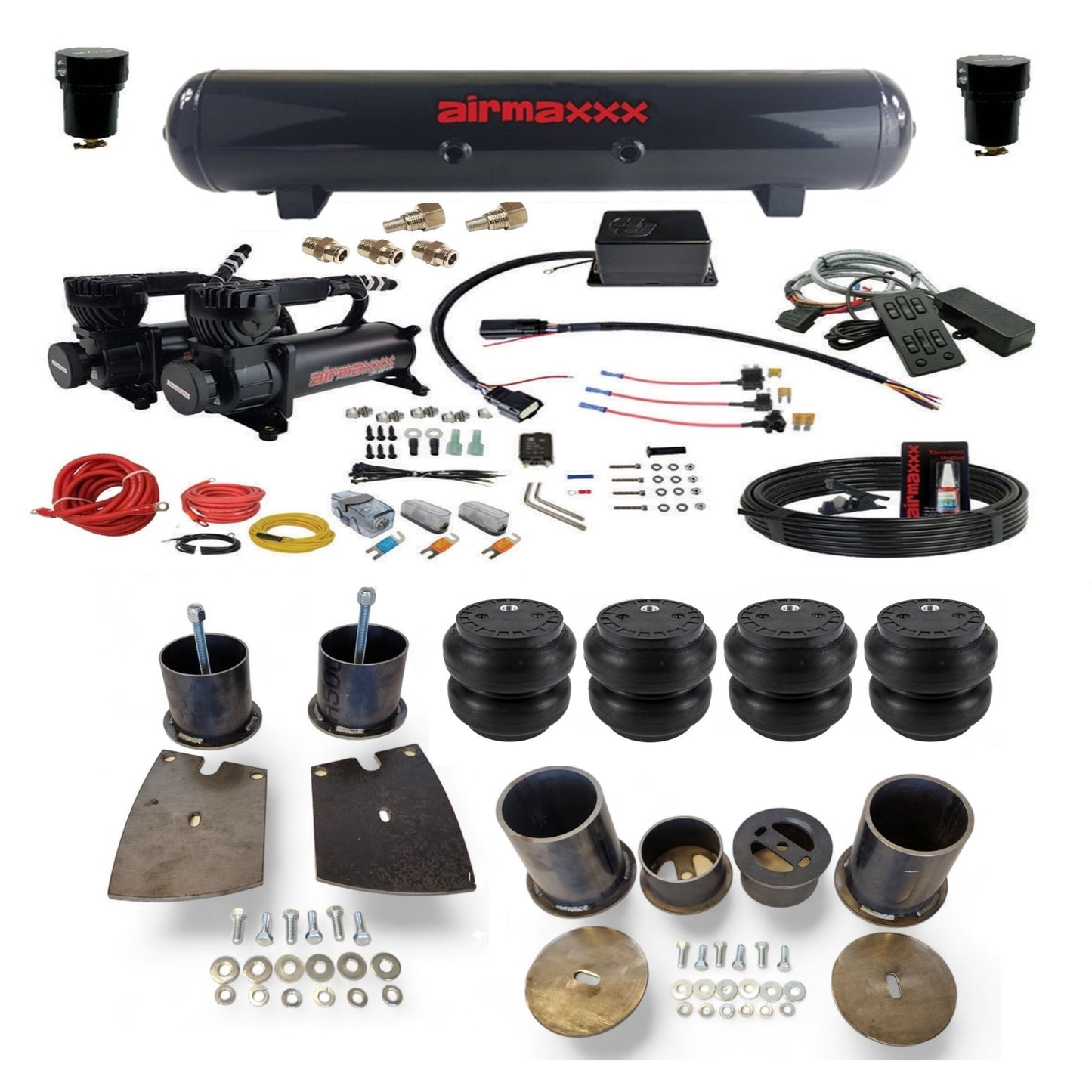 slam sv8c black 580 compressors steel tank slam bags air suspension kit for 1961 buick lesabre KBUI61-580B2-57S-SV8CMC1-WK-HFSS7