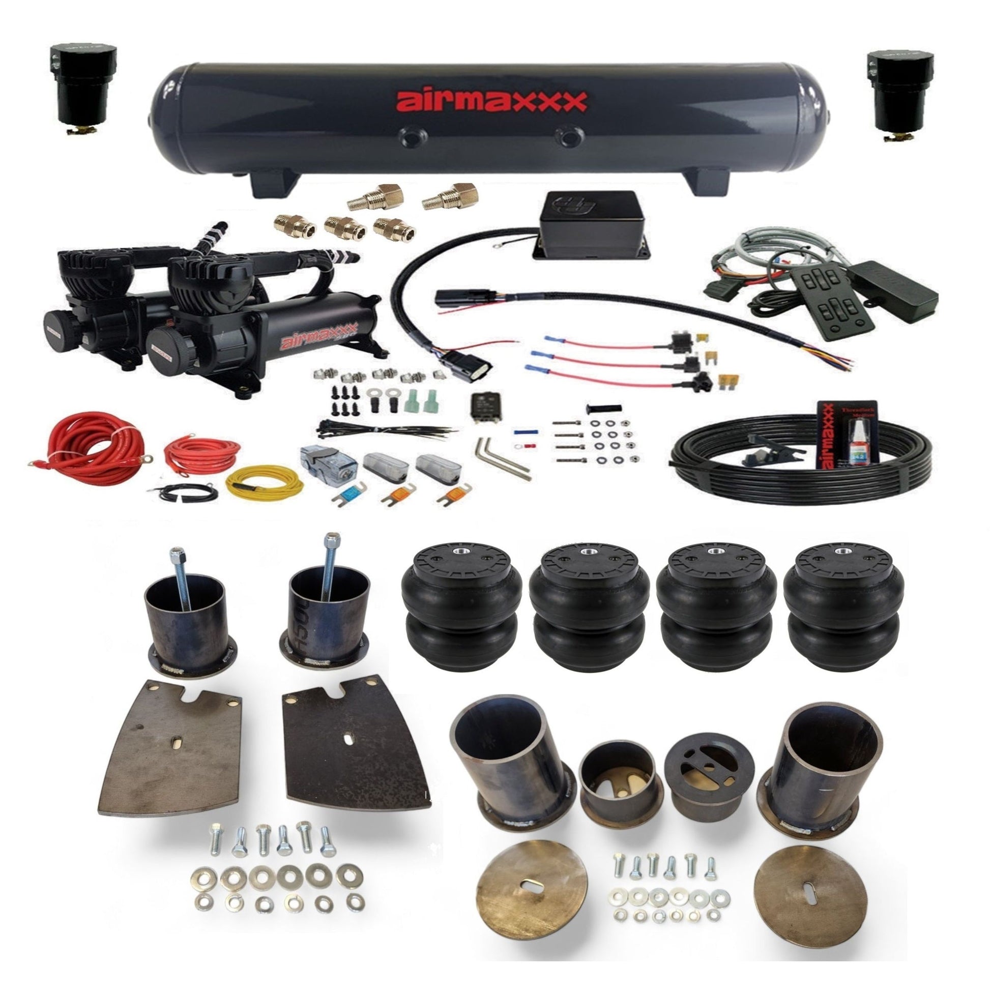 slam sv8c black 580 compressors steel tank slam bags air suspension kit for 1961 buick lesabre KBUI61-580B2-57S-SV8CMC1-WK-HFSS7