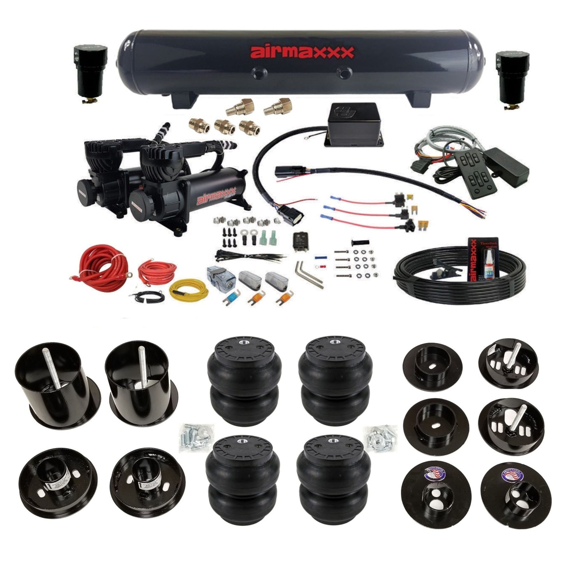 slam sv8c black 580 compressors steel tank slam bags air suspension kit for 1965-70 cadillac eldorado KCAD65-580B2-57S-SV8CMC1-WK-HFSS7