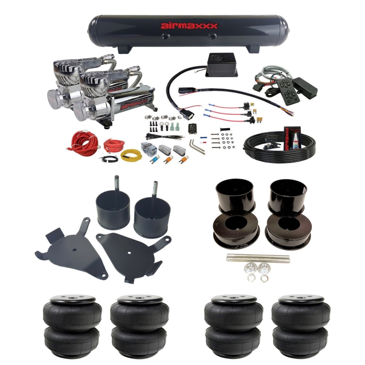 slam sv8c chrome 580 compressors steel tank airlift bags air suspension kit for 1978 gm g-body cars K-GBODY-580C2-57S-SV8C-MC1-WK-HFD25