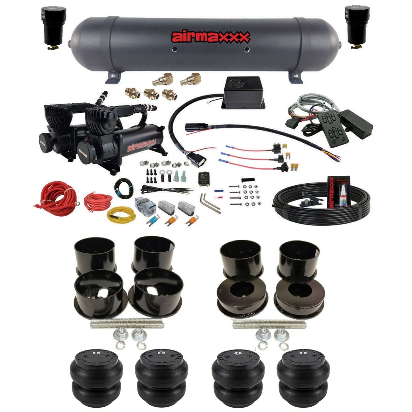 slam sv8c dual black 580 compressors aluminum tank slam bags air suspension kit for 1971-96 chevy impala KBBDY-580B2-57ABK-SV8CMC1-WK-HFSS7