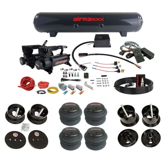 slam sv8c dual black 580 compressors steel tank 2600 bags air suspension kit for 1961-62 cadillac deville K-CAD6162-580B2-57S-SV8C-MC1-WK-HF