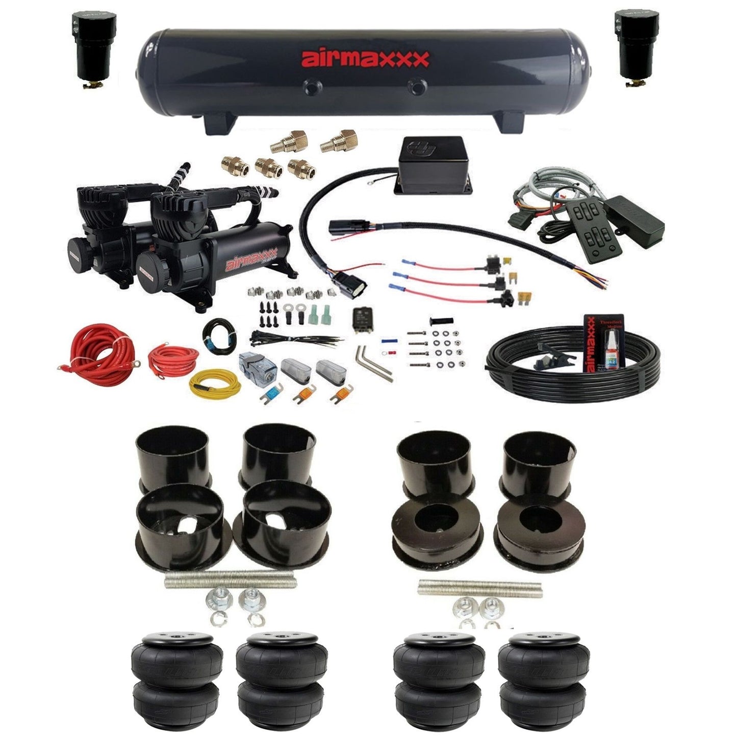 slam sv8c dual black 580 compressors steel tank airlift bags air suspension kit for 1971-96 chevy impala KBBDY-580B2-57S-SV8CMC1-WK-HFD25