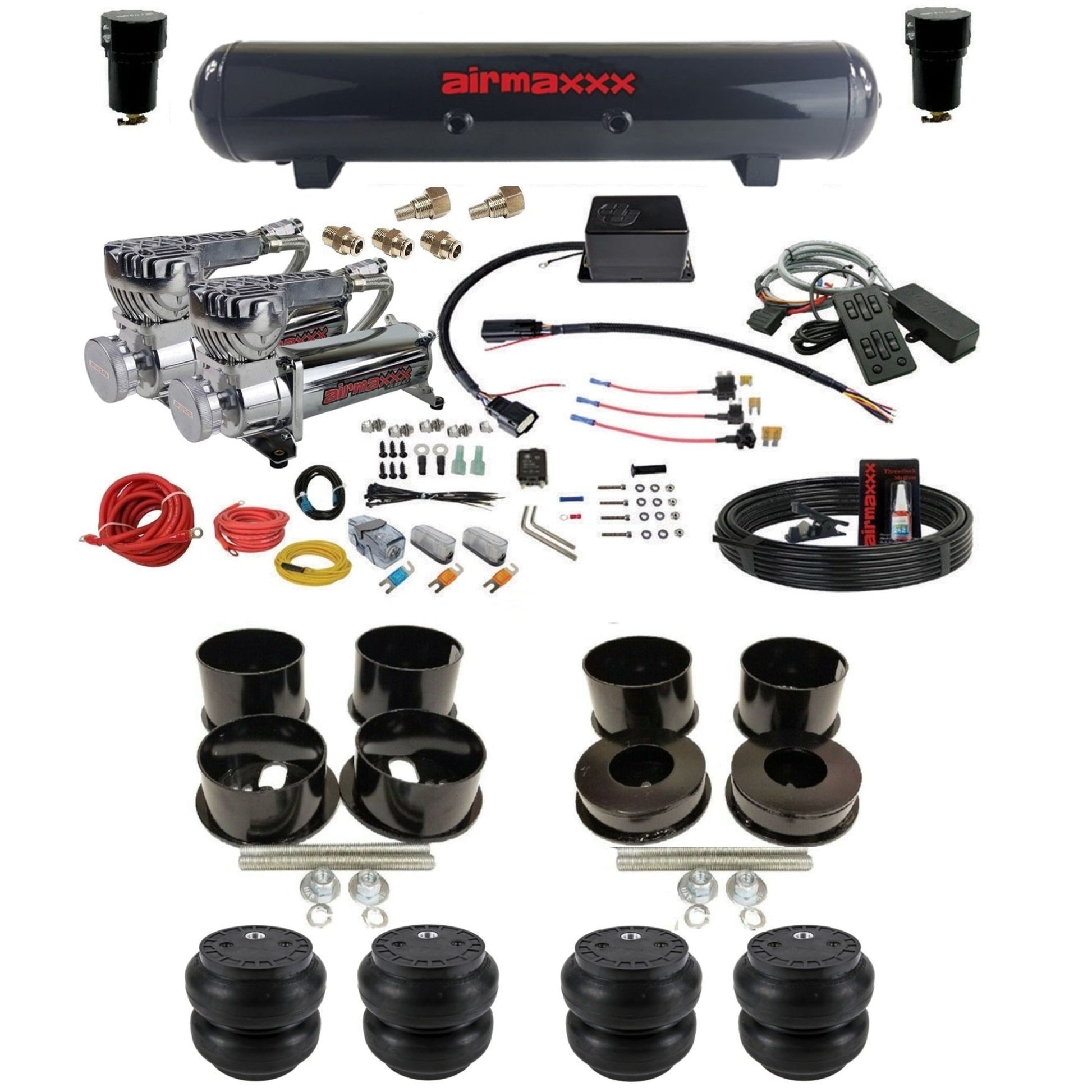 slam sv8c dual chrome 580 compressors steel tank slam bags air suspension kit for 1971-1996 chevy impala KBBDY-580C2-57S-SV8CMC1-WK-HFSS7