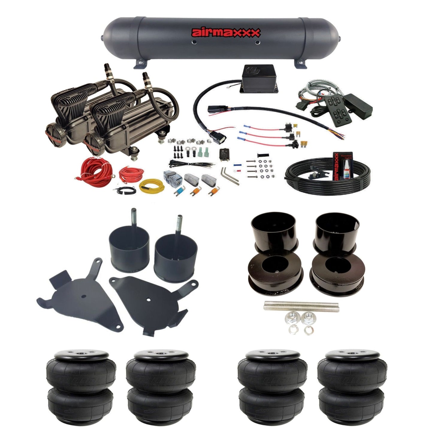 slam sv8c dual x-series compressors aluminum tank airlift bags air suspension kit for 1978 gm g-body cars K-GBODY-XB2-57ABK-SV8C-MC1-WK-HFD25