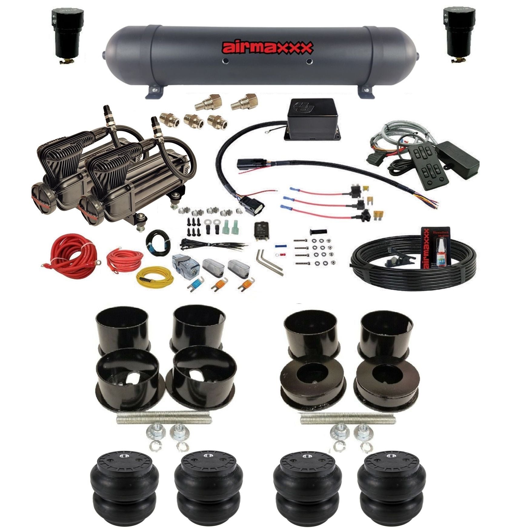 slam sv8c dual x-series compressors aluminum tank slam bags air suspension kit for 1971-96 chevy impala KBBDY-XB2-57ABK-SV8CMC1-WK-HFSS7