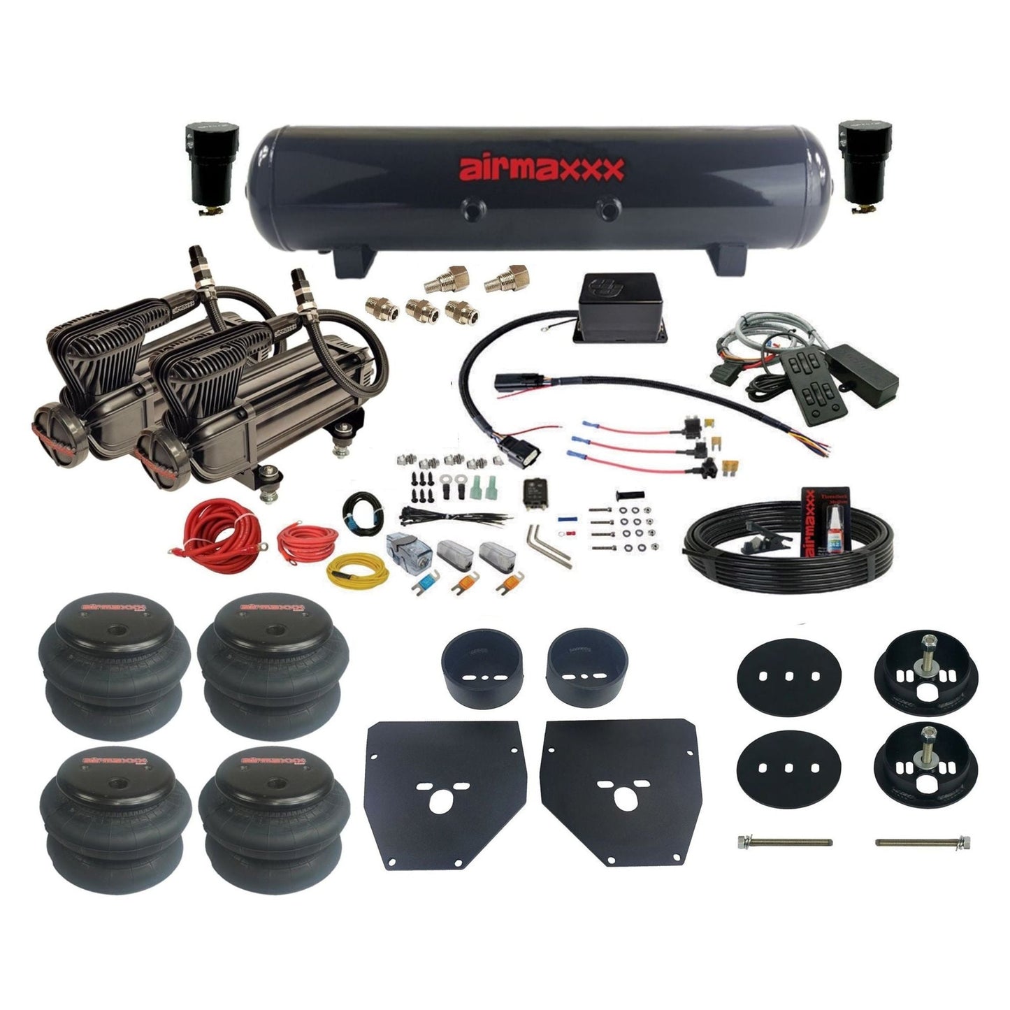 slam sv8c dual x-series compressors steel tank & 2600 bags air suspension kit for 1963-72 chevy c10 C1063-XB2-57S-SV8CMC1-WK-HF