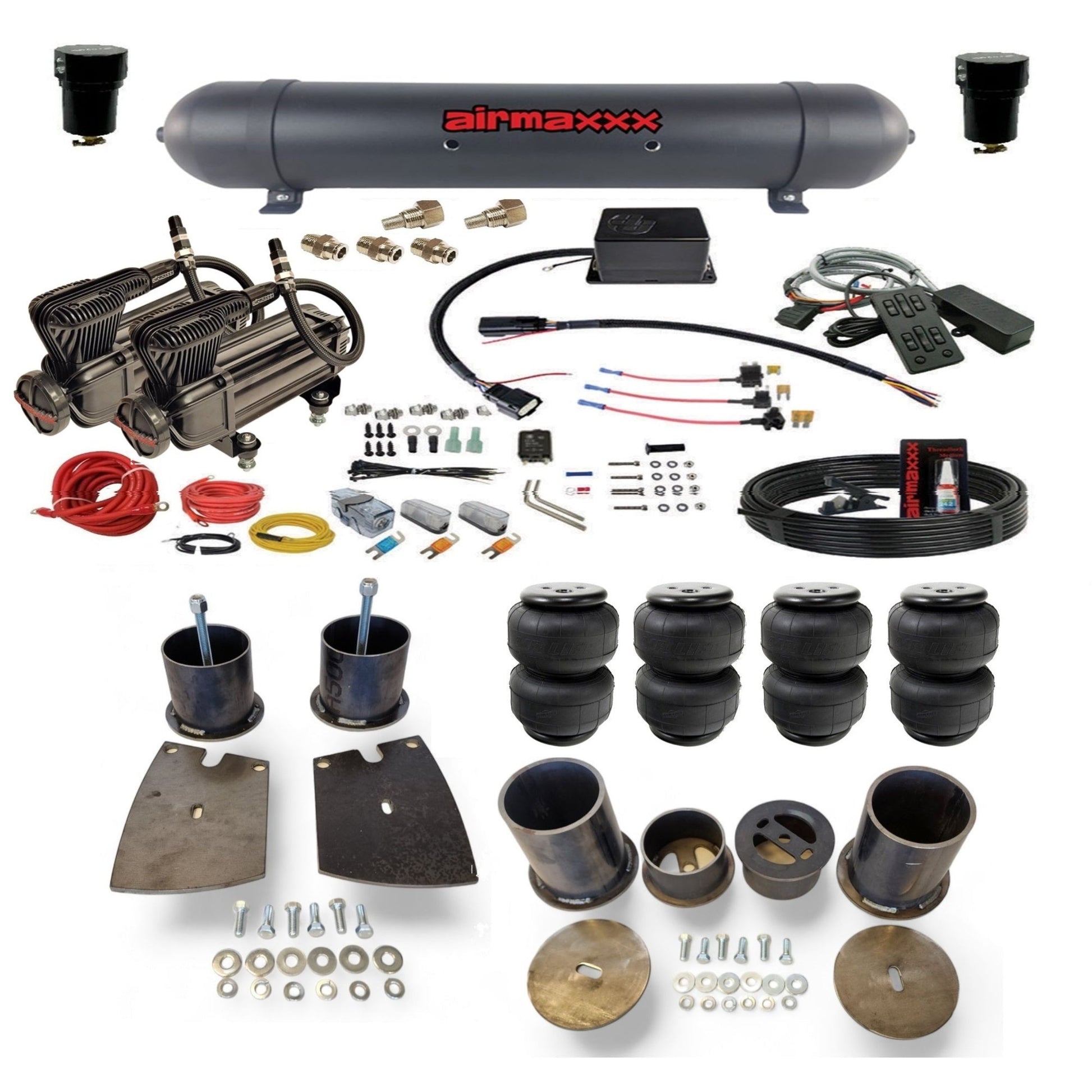 slam sv8c x-series compressors aluminum tank airlift bags air suspension kit for 1961 buick lesabre KBUI61-XB2-57ABK-SV8CMC1-WK-HFD25