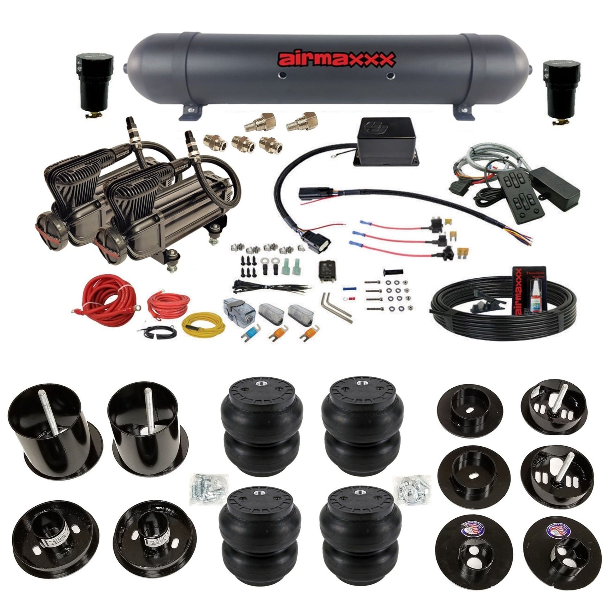 slam sv8c x-series compressors aluminum tank slam bags air suspension kit for 1965-70 cadillac eldorado KCAD65-XB2-57ABK-SV8CMC1-WK-HFSS7