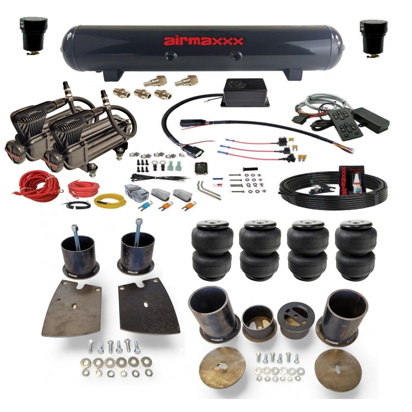 slam sv8c x-series compressors steel tank airlift bags air suspension kit for 1961 buick lesabre KBUI61-XB2-57S-SV8CMC1-WK-HFD25