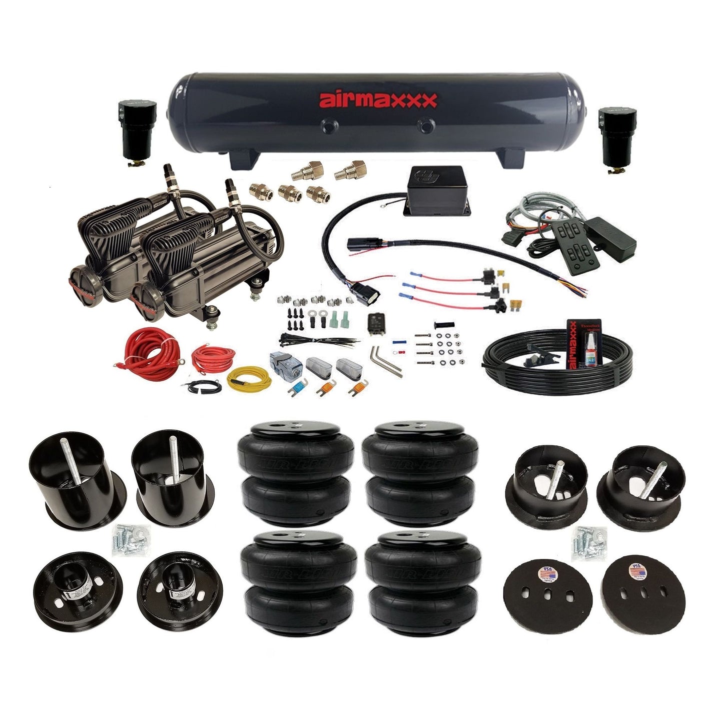 slam sv8c x-series compressors steel tank airlift bags air suspension kit for 1963-1964 cadillac deville CAD63-XB2-57S-SV8CMC1-WK-HFD25