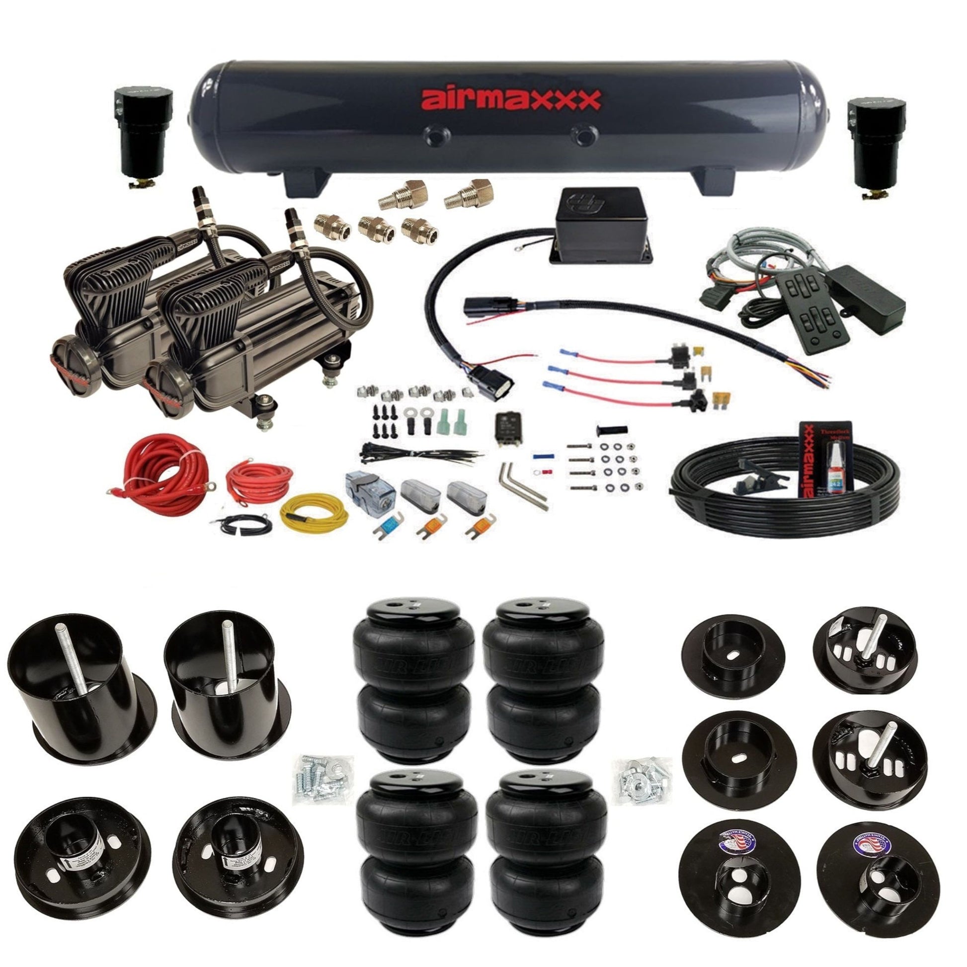 slam sv8c x-series compressors steel tank airlift bags air suspension kit for 1965-70 cadillac eldorado KCAD65-XB2-57S-SV8CMC1-WK-HFD25