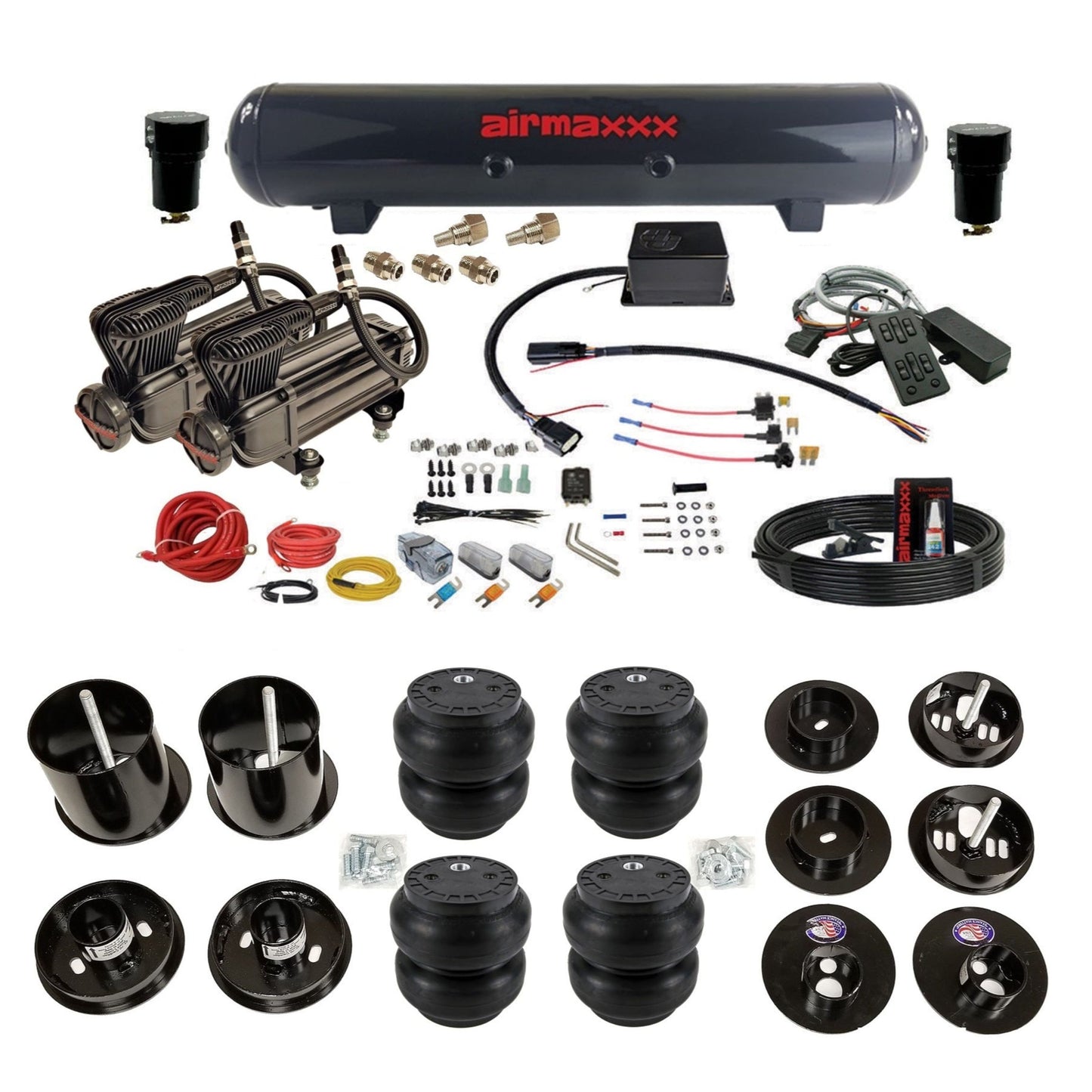 slam sv8c x-series compressors steel tank slam bags air suspension kit for 1965-70 cadillac eldorado KCAD65-XB2-57S-SV8CMC1-WK-HFSS7