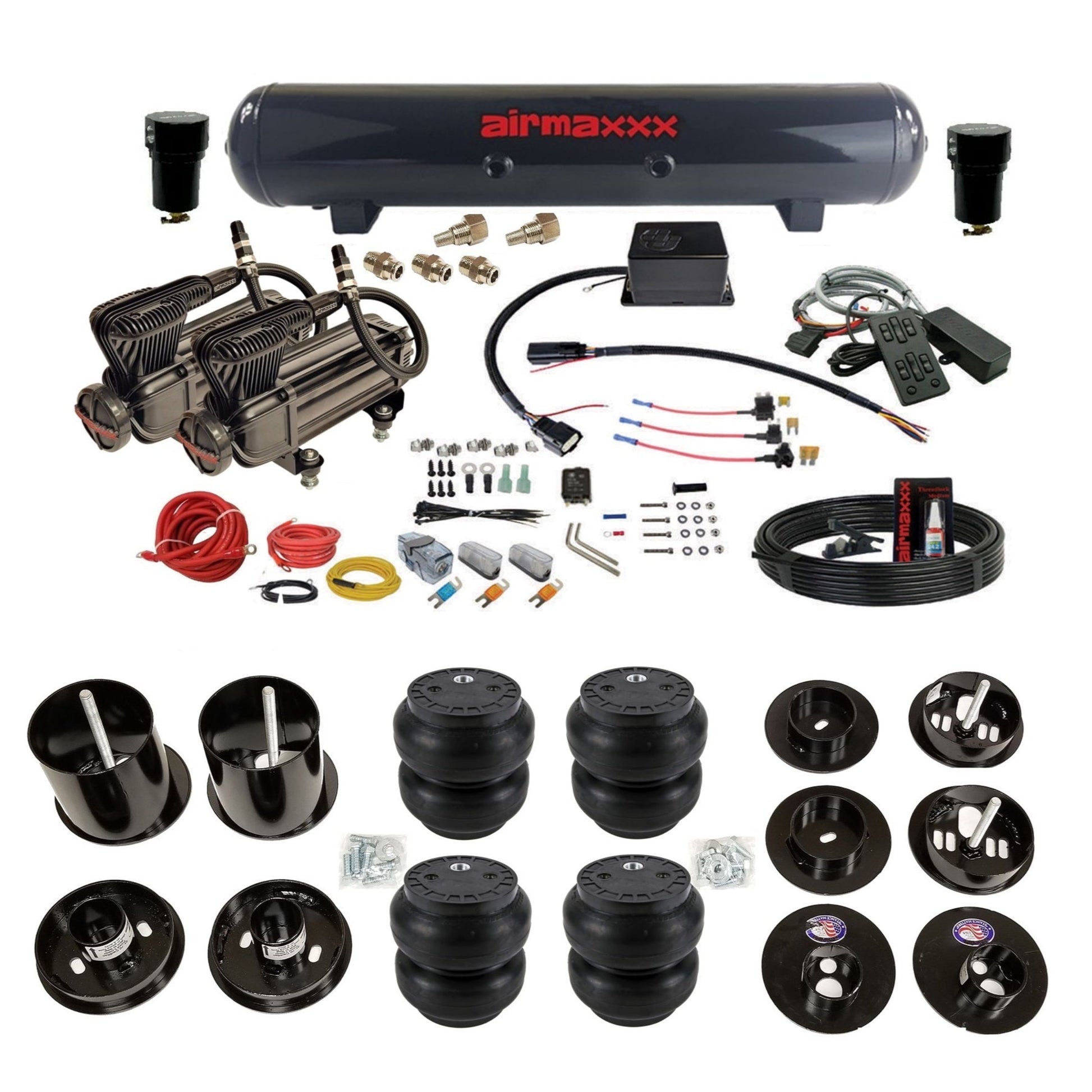 slam sv8c x-series compressors steel tank slam bags air suspension kit for 1965-70 cadillac eldorado KCAD65-XB2-57S-SV8CMC1-WK-HFSS7