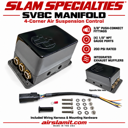 Slam Specialties ASCEND Air Ride Management Kit with SV8C Manifold & Height Sensors