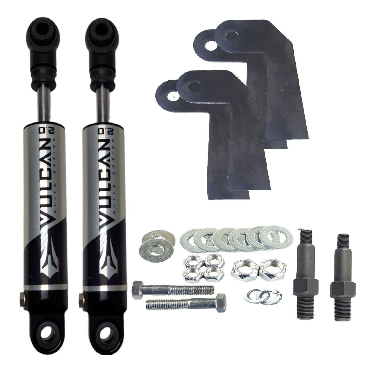 universal front shock relocation kit with Vulcan 2.0 elite series air ride shocks