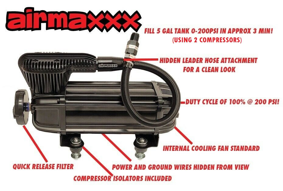 Air Compressor X-Series airmaxxx, Wiring Kit & 3 Gallon Air Tank