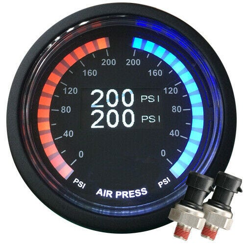 Dual OLED Display 200 PSI airmaxxx Digital Pressure Air Gauge