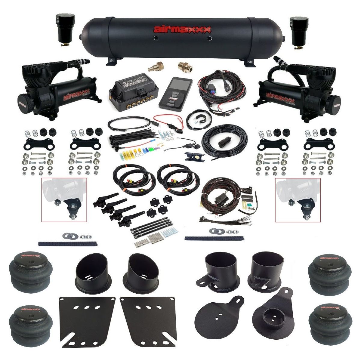 Complete Air Suspension Kit Air Lift 3/8 3H w/Black 580 Fits 1958-64 I ...