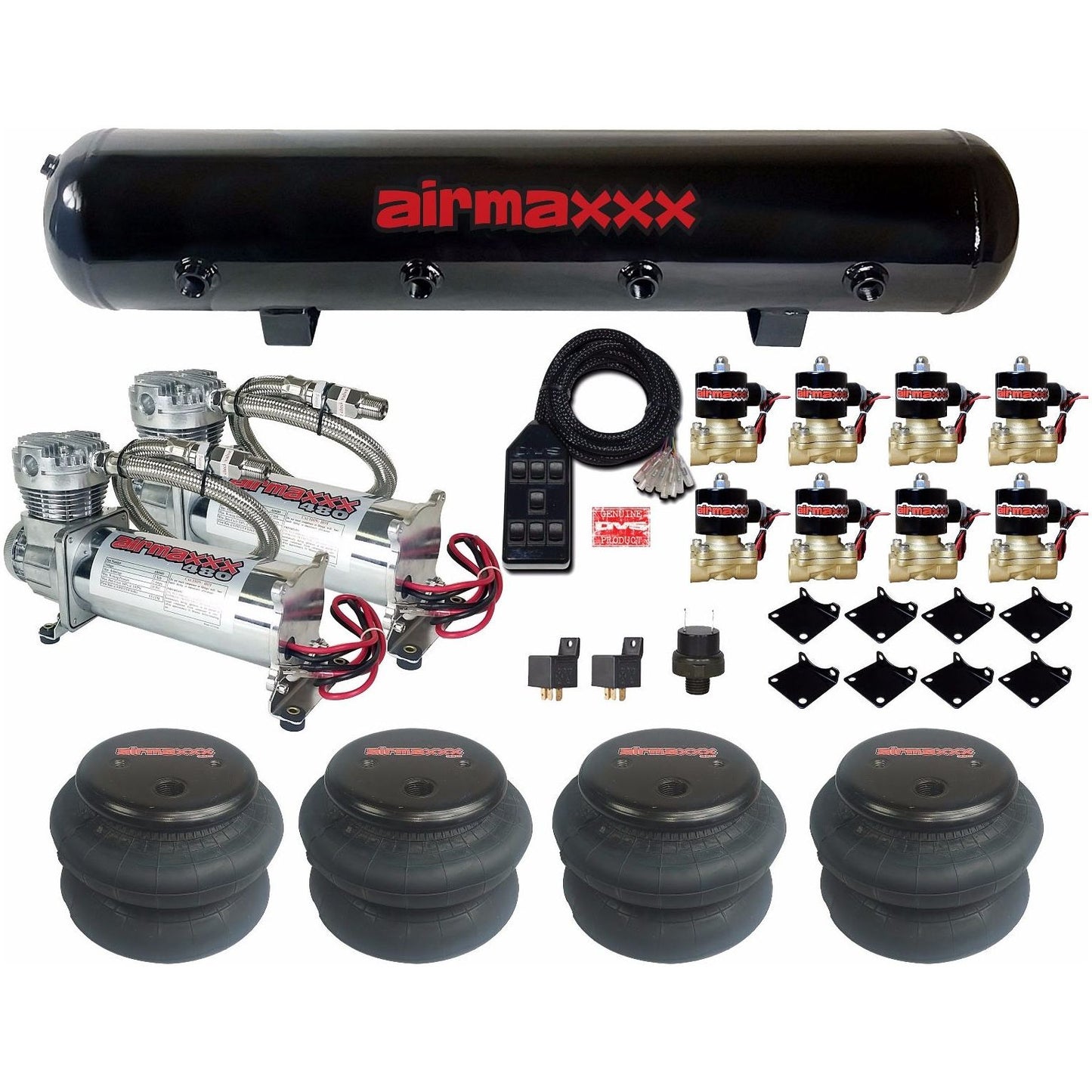 AirMaxxx 480C Chrome Compressors 1/2 Valves 2500 & 2600 Bags Black 7 TOGGLE