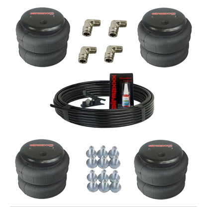 4 black airmaxxx 2500 Air Ride Suspension Bags air line & elbow fittings