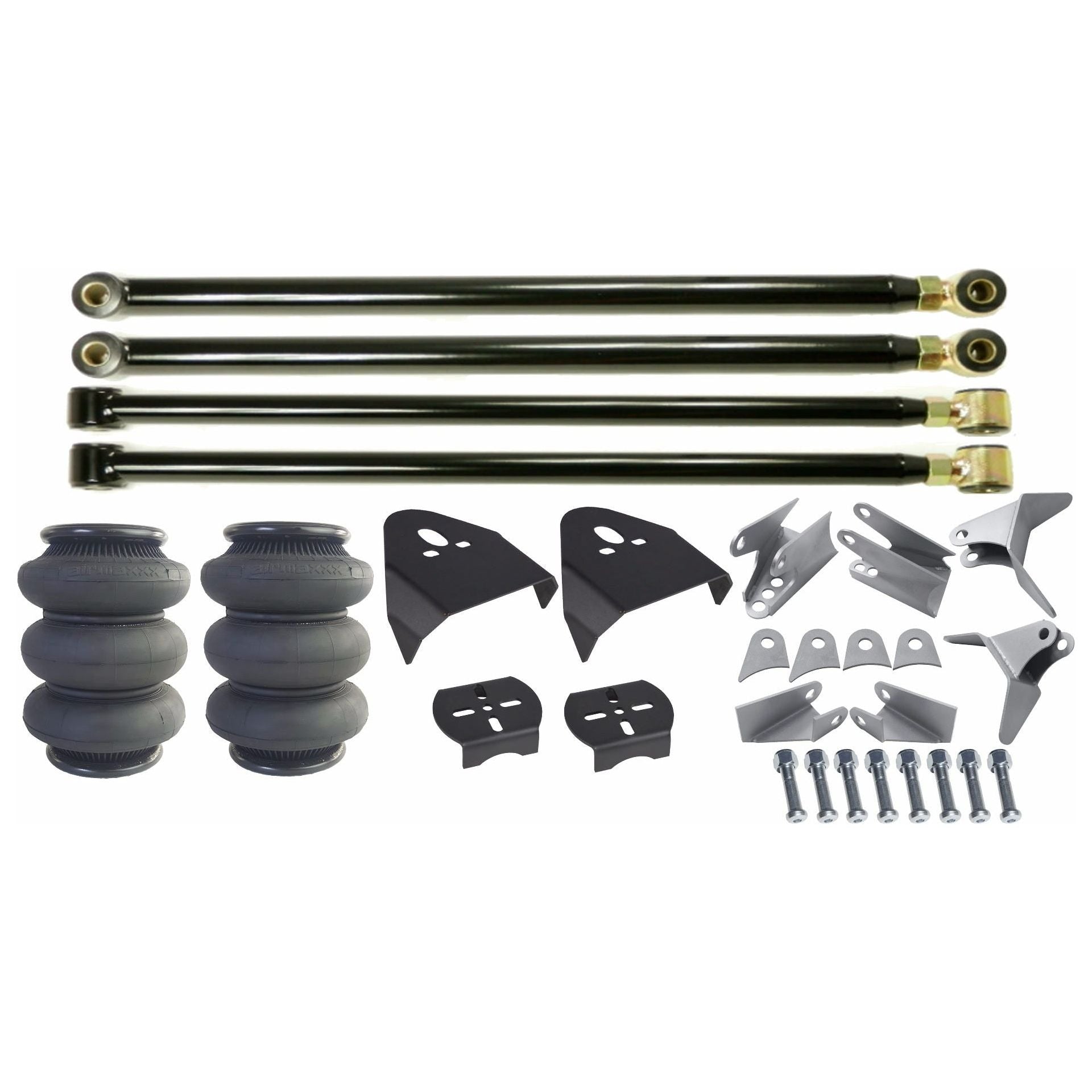 Triangulated Rear 4 Link Suspension Kit, Triple Bellow 2600 Air Bags & Over Axle Brackets