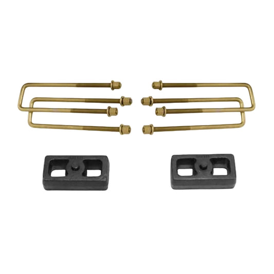 Steel lift blocks with heavy duty U-bolts | Rear suspension lift