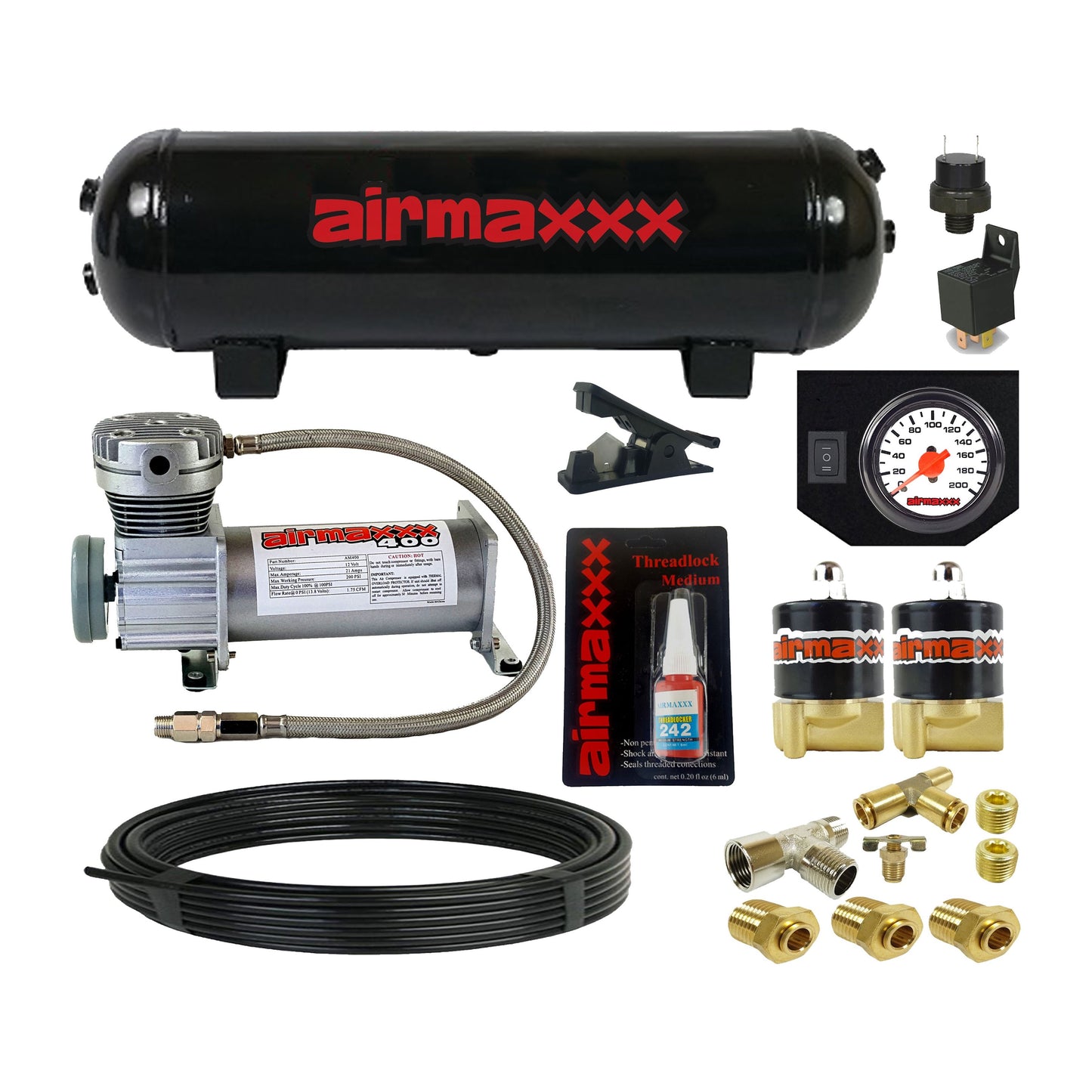 Tow Assist airmaxxx In Cab Control Kit Air Compressor Tank Valves & Gauge