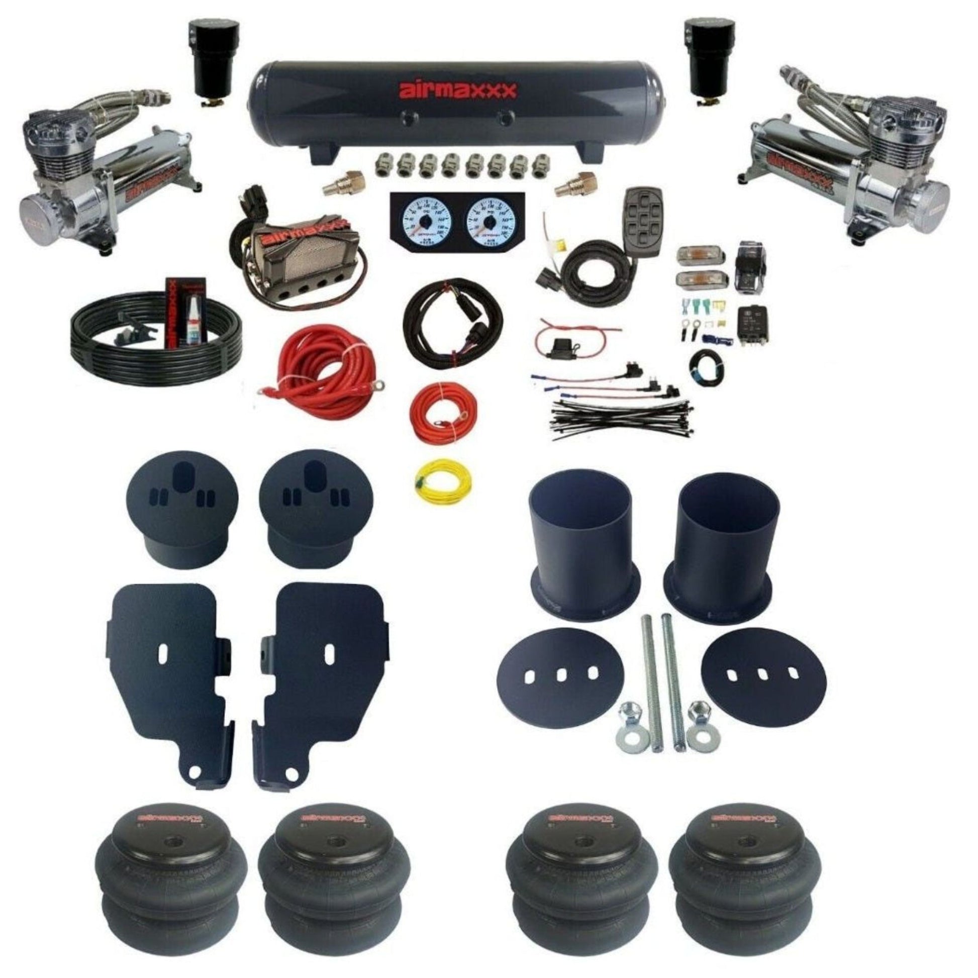 3/8 Manifold Bags Chrome 480 airmaxxx Air Suspension Kit Fits 1965-70 Impala