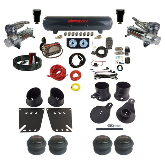 airmaxxx 3/8 Manifold Bags Chrome 480 steel tank 2500 bags Air Ride Suspension Kit Fits 1958-64 Impala