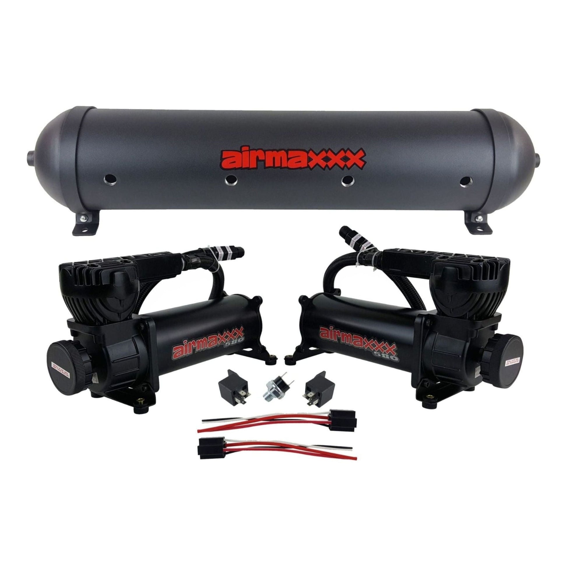airmaxxx 580 black dual air compressor pack 5 gallon aluminum tank