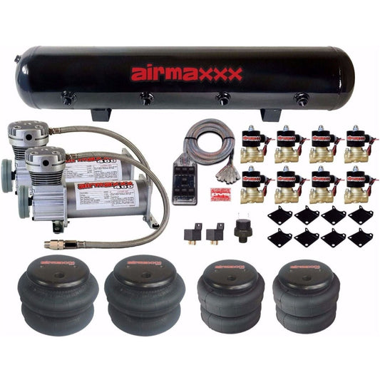 airmaxxx Pewter 400 Air Ride Kit 3/8" Valves 2500 2600 Bags 7 Switch