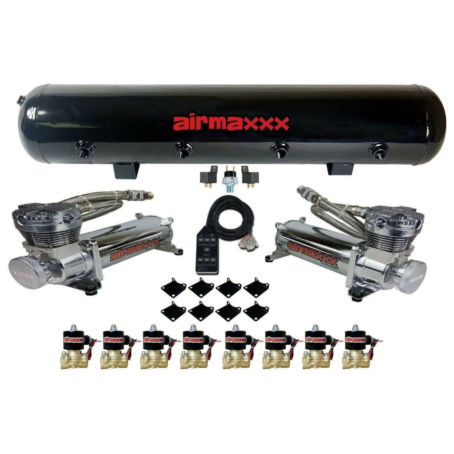 airmaxxx chrome 480 air compressors for air ride suspension kit
