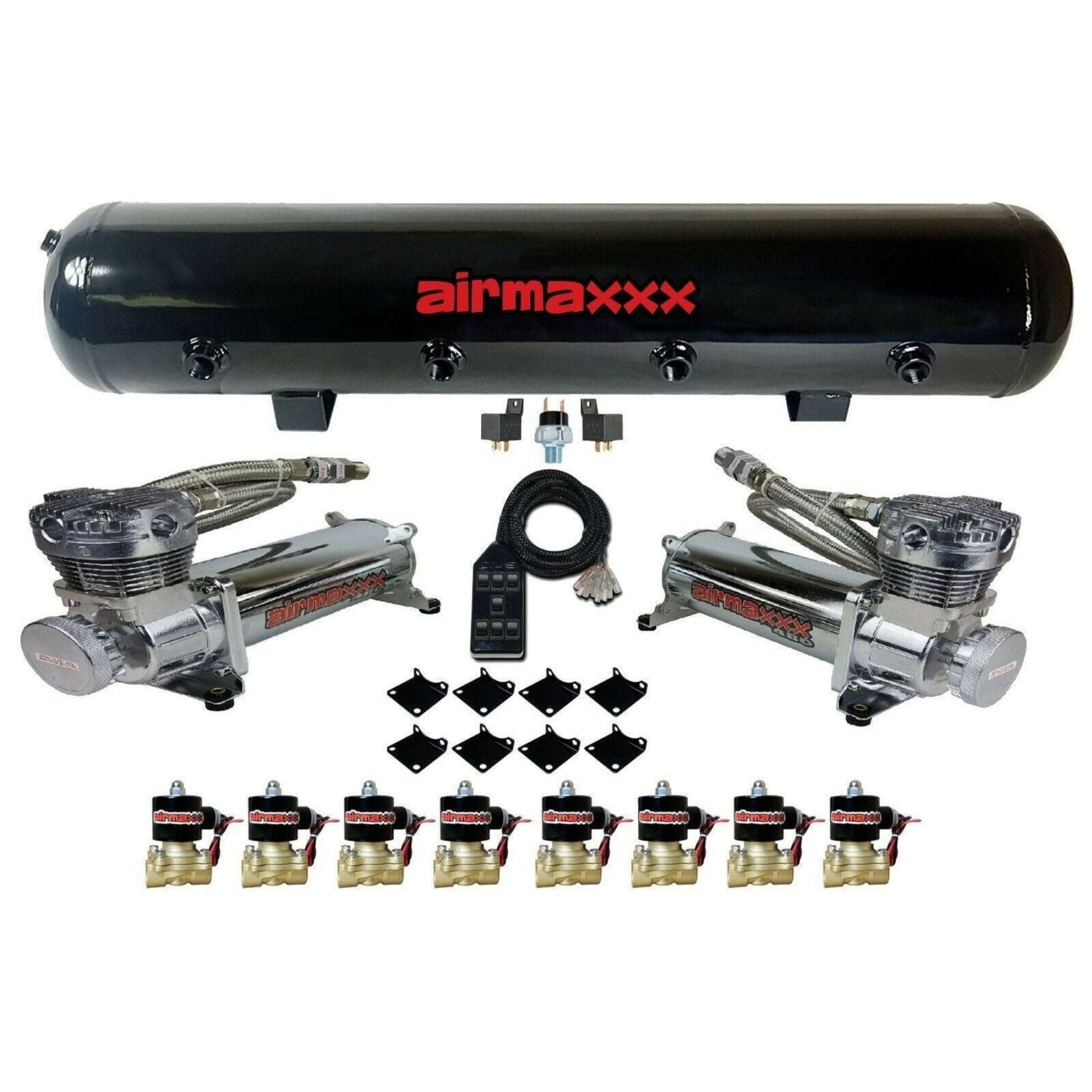 airmaxxx chrome 480 air compressors for air ride suspension kit