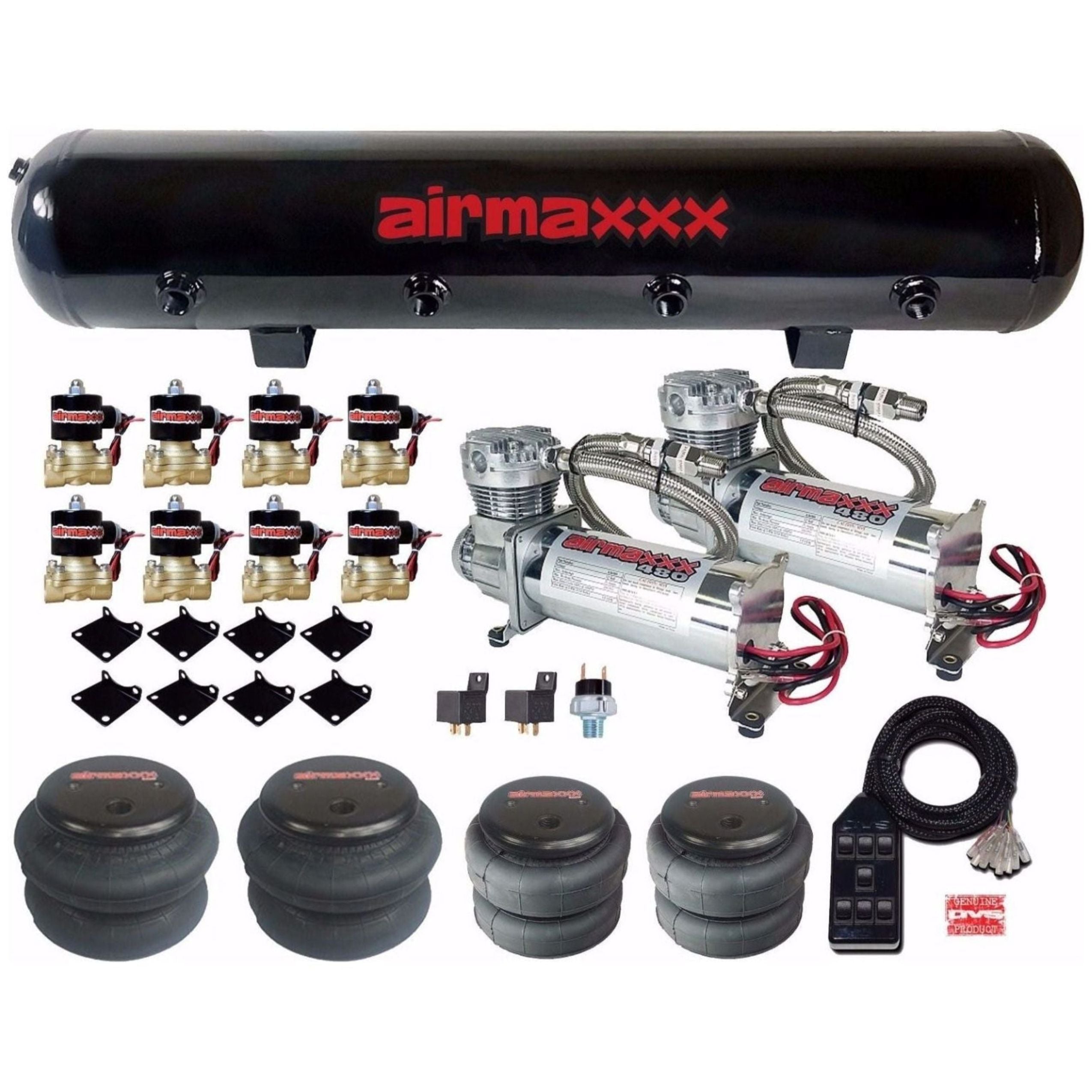 airmaxxx Air Ride Suspension Bundle – Dual 480 Compressors, 1/2 airmaxxx Air Ride Suspension Bundle – Dual 480 Compressors, 1/2