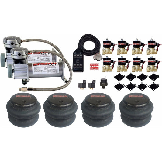 airmaxxx pewter 400 air ride kit with dual compressors and 2600 bags