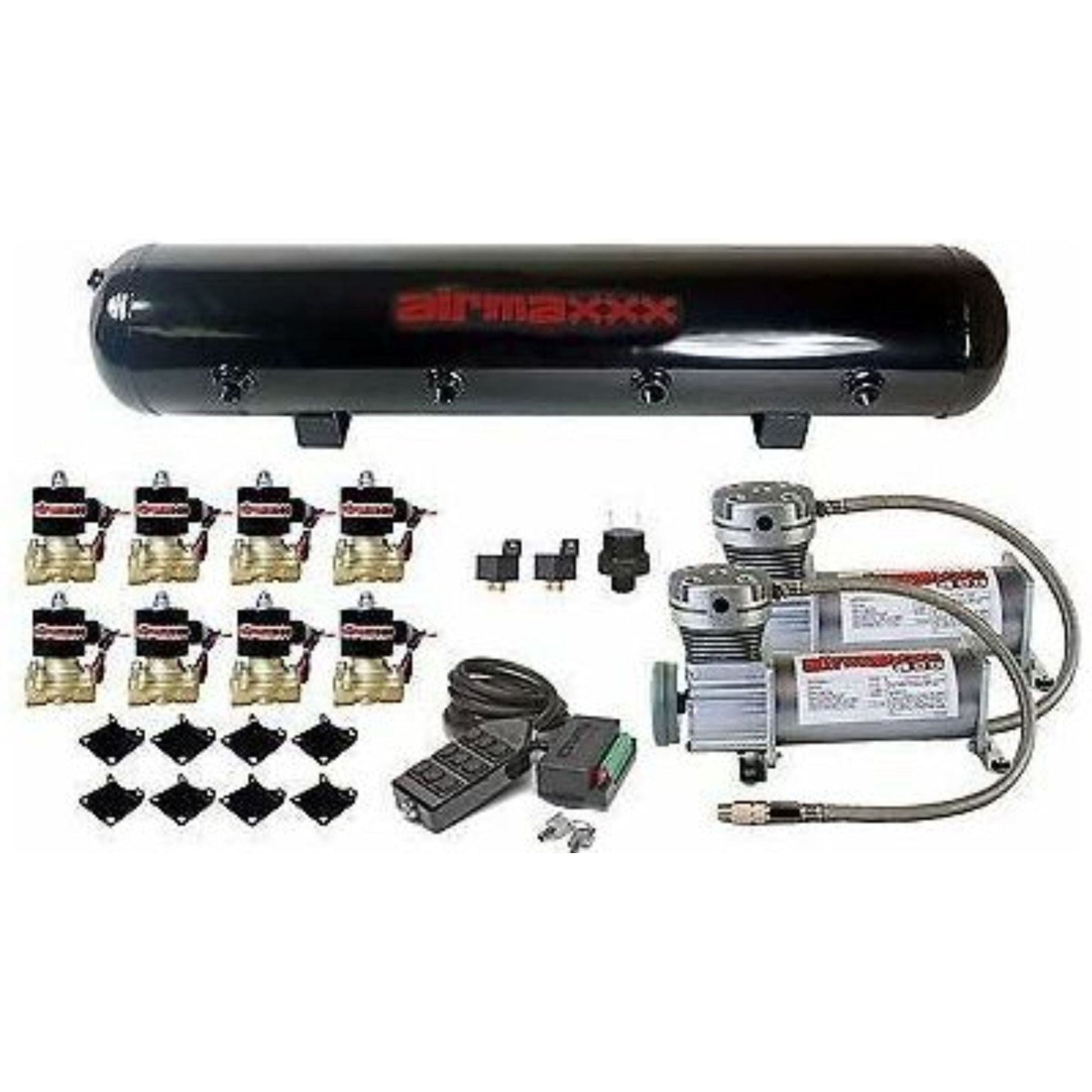 airmaxxx pewter 400 air ride suspension kit with dual compressors