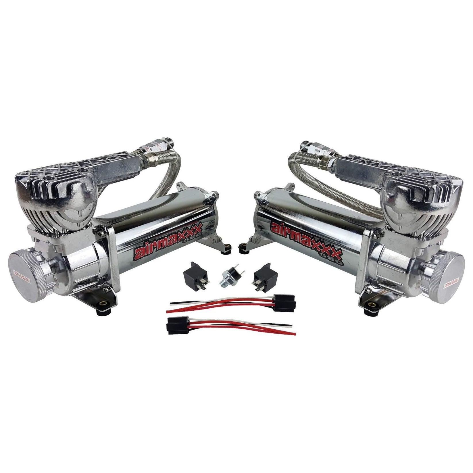 airmaxxx 580 Chrome Air Ride Suspension Compressor Single Dual Pack ...
