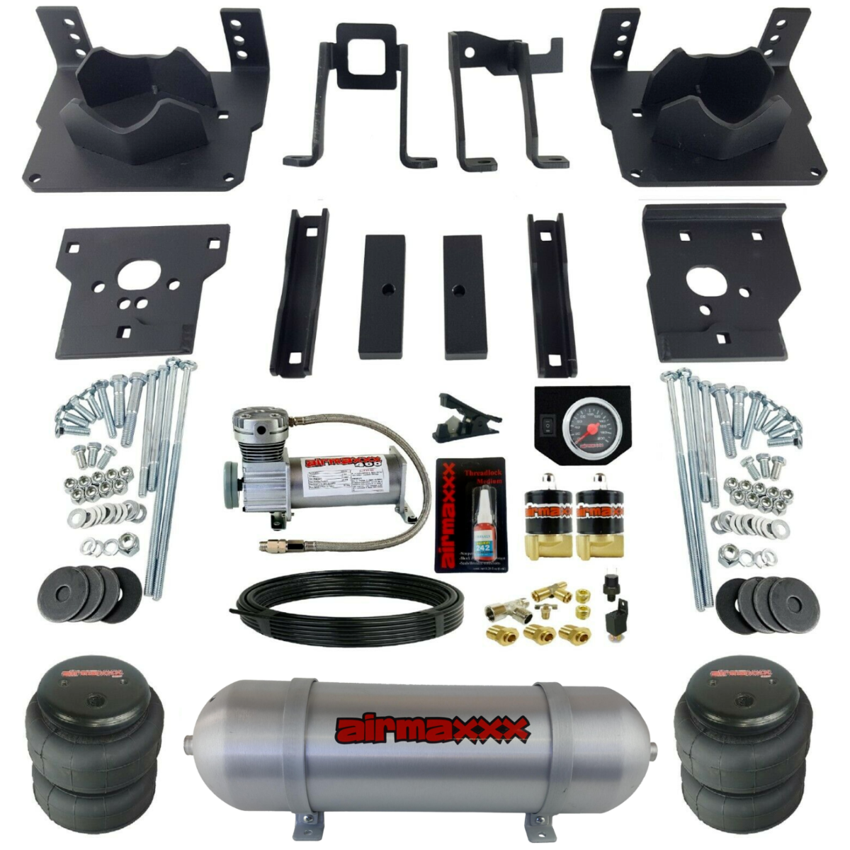 Air Bag Tow Kit Black Controls Compressor & Tank For 2011-16 Ford F250 F350 2wd